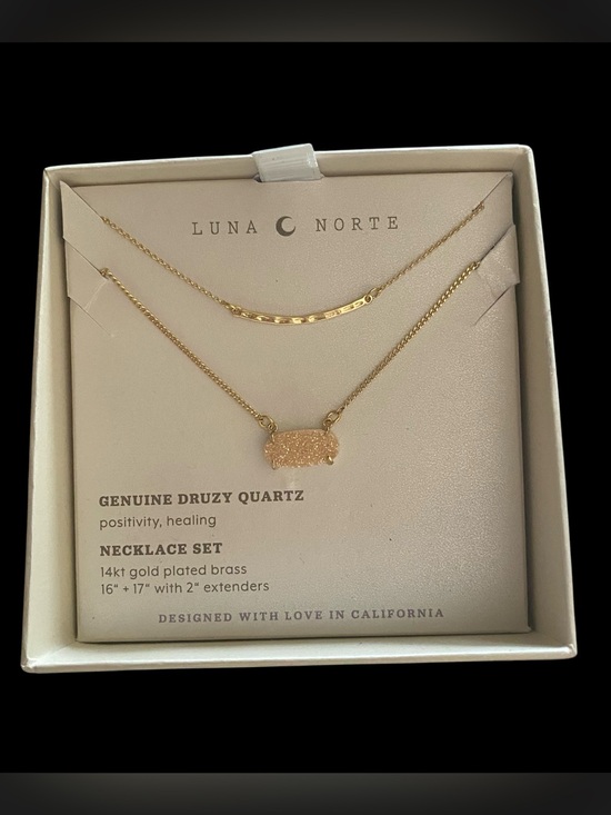 Luna Norte Jewelry - Luna Norte Gold Druzy Quartz Layered Necklace Set